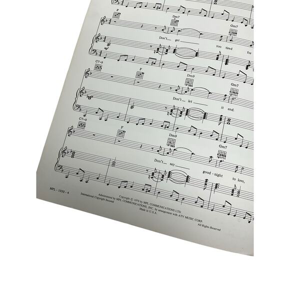 Goodnight Tonight Sheet Music 1979 Wings McCartney - Picture 4 of 6